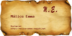 Málics Emma névjegykártya